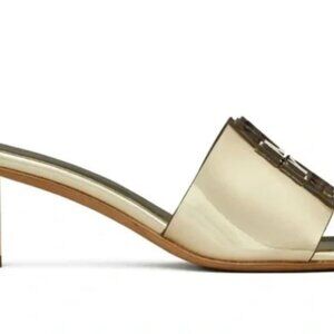 Brand New Tory Burch women sz 7 55 mm Ines Mule Sandal metallic gold 158576
